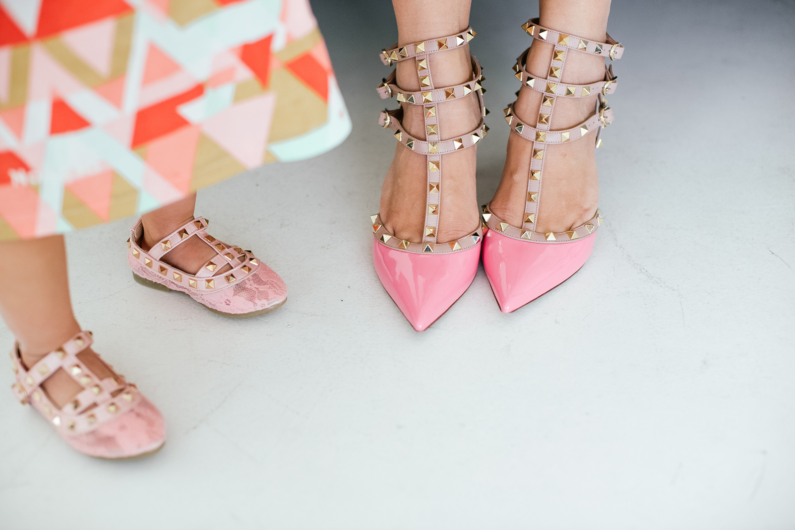 Mommy and Me Style Matching Pink Rockstud Shoes