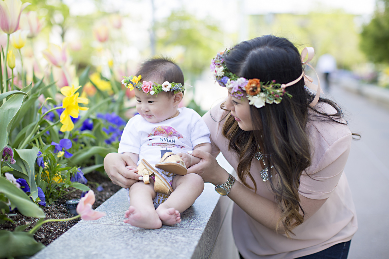 Sandy a la Mode | Mommy + Me Floral Crowns and Pink