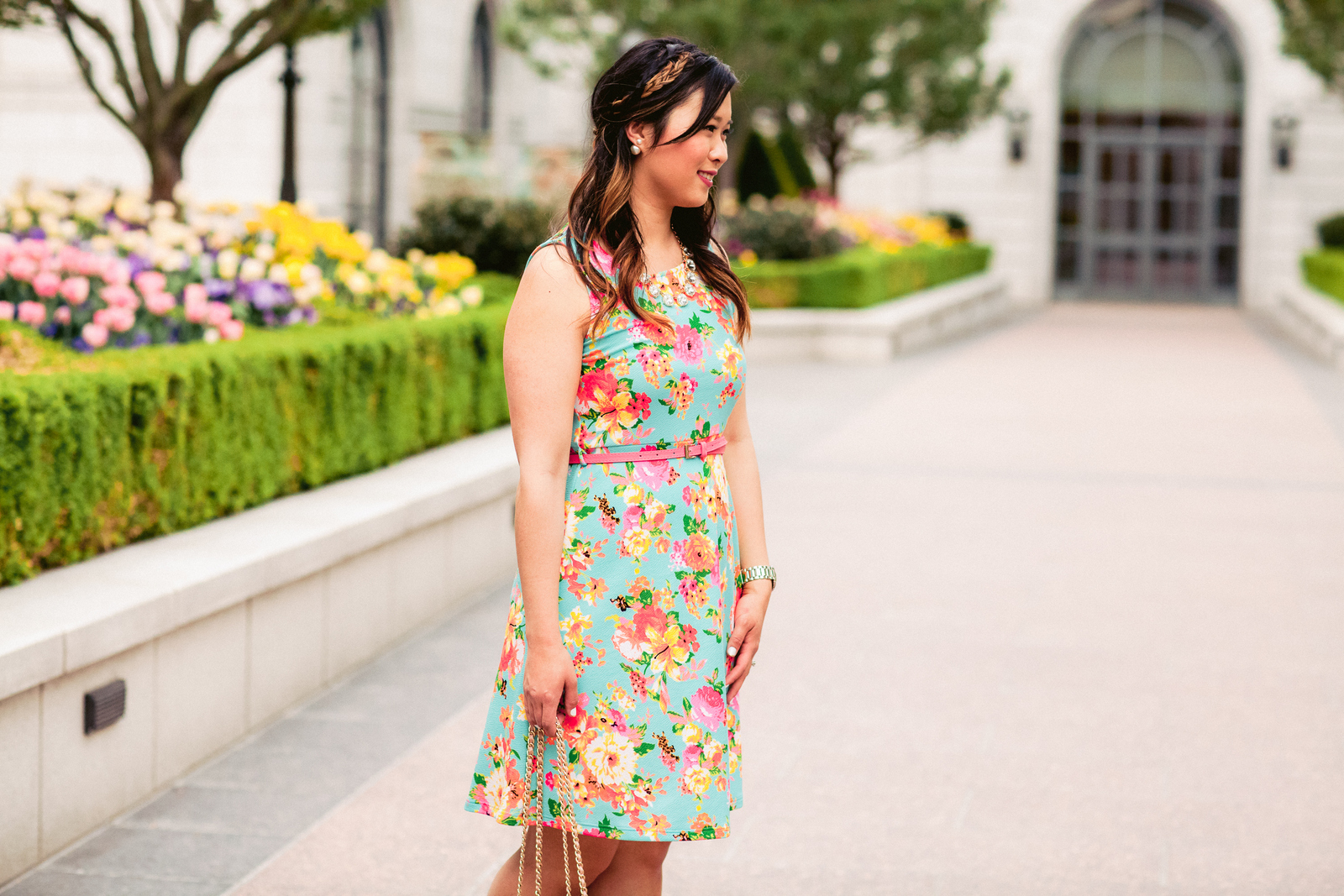 Sandy a la Mode | Fashion Blogger Floral Dress and Pink Valentinos