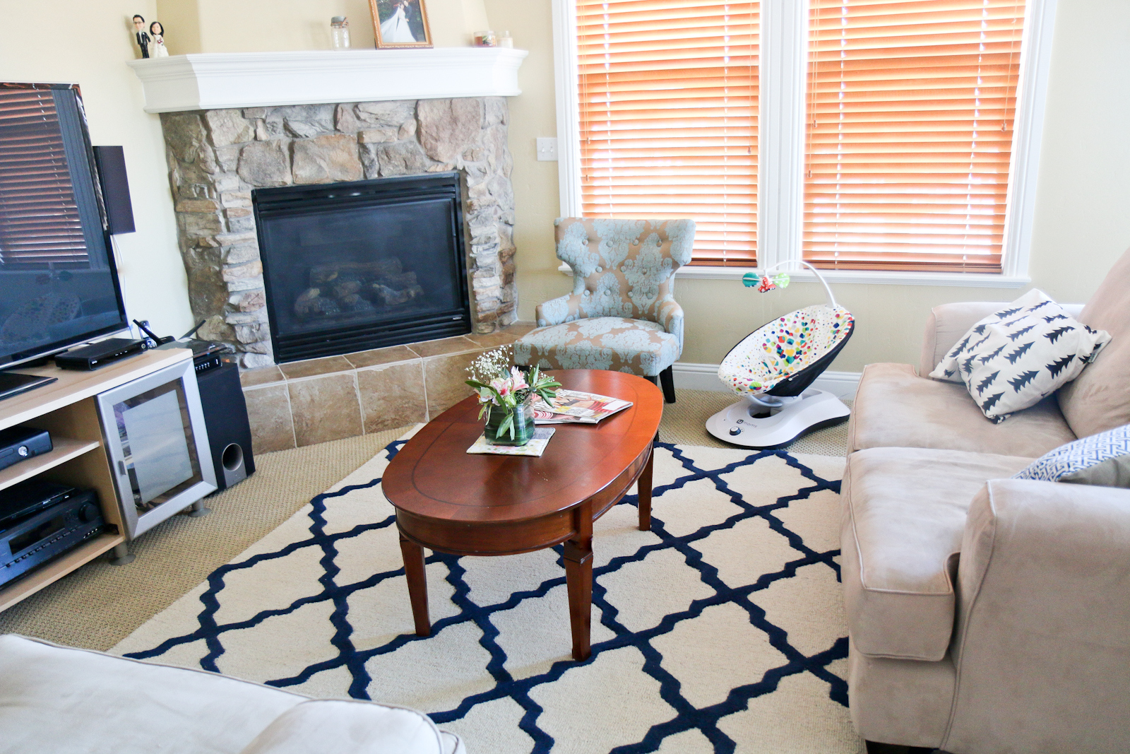 Blue and Beige Living Room | SandyALaMode