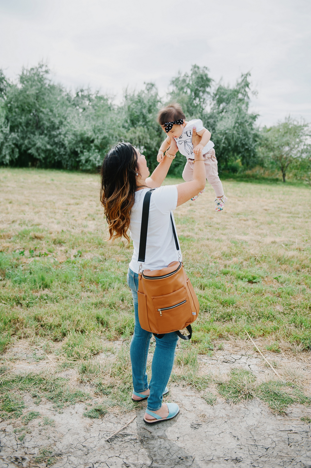 Mommy and Me Style White Tee with Fawn Designs Bag