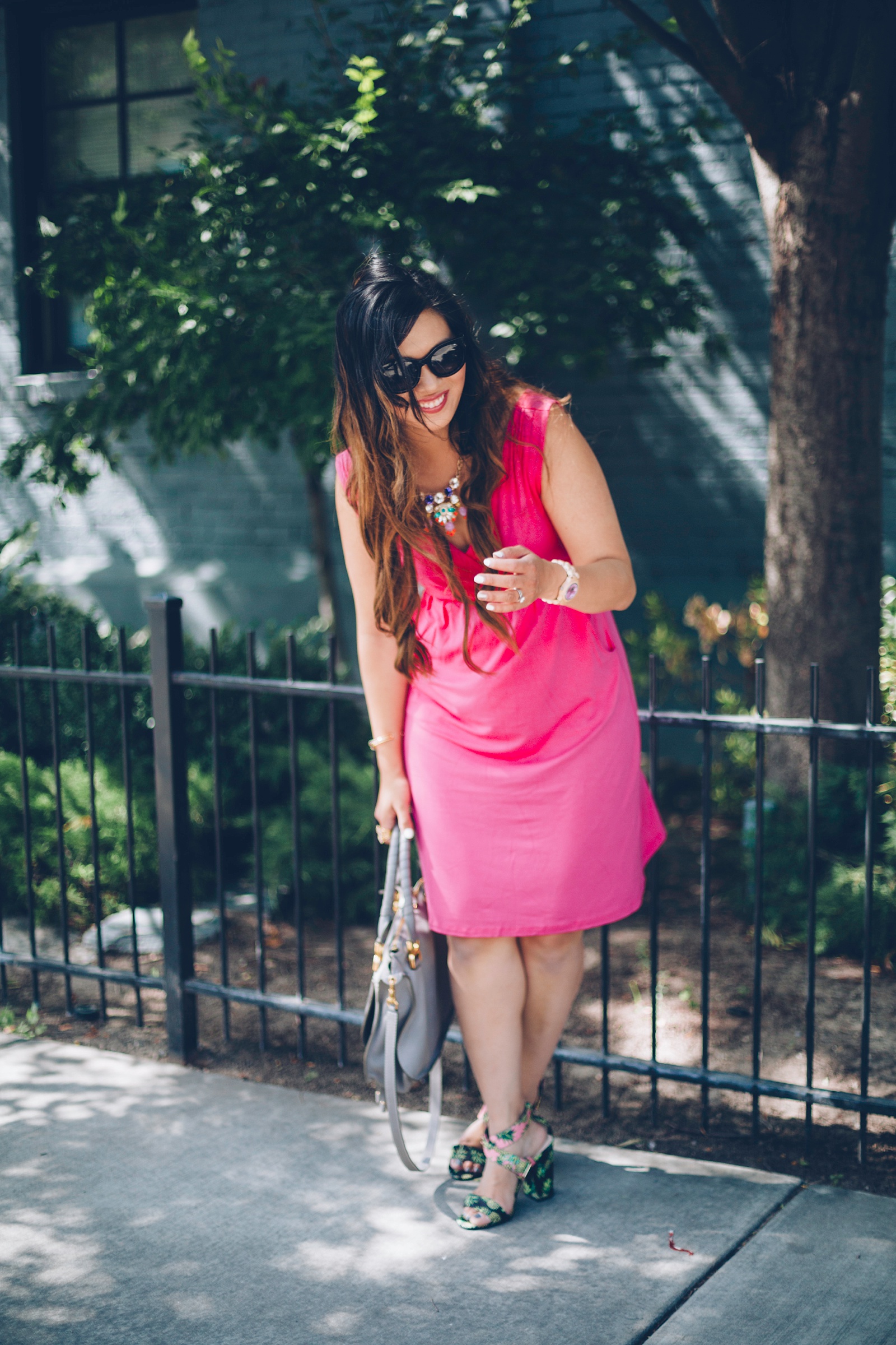 Sandy a la Mode | Fashion Blogger Hot Pink Dress and Pineapple Shoes