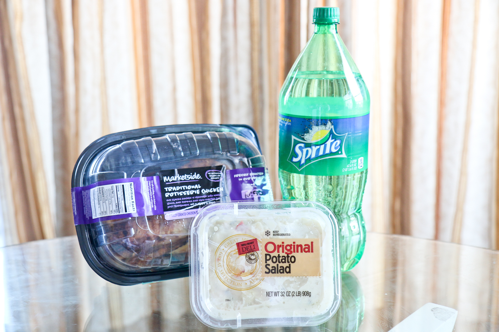 Meal with Sprite and Potato Salad