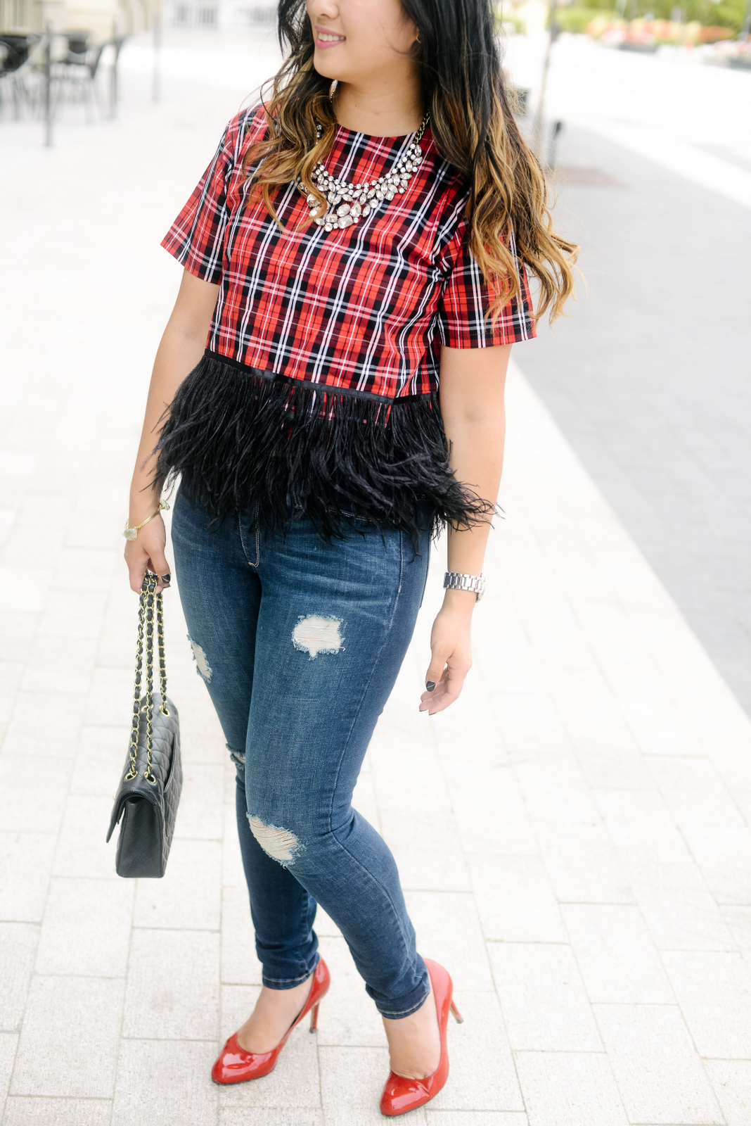 Plaid and Feathers + On Trend Tuesdays Linkup! | SandyALaMode