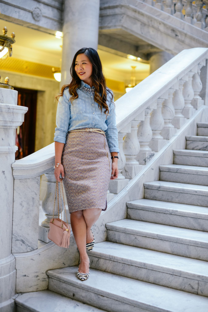 Chambray and Tweed Work outfit