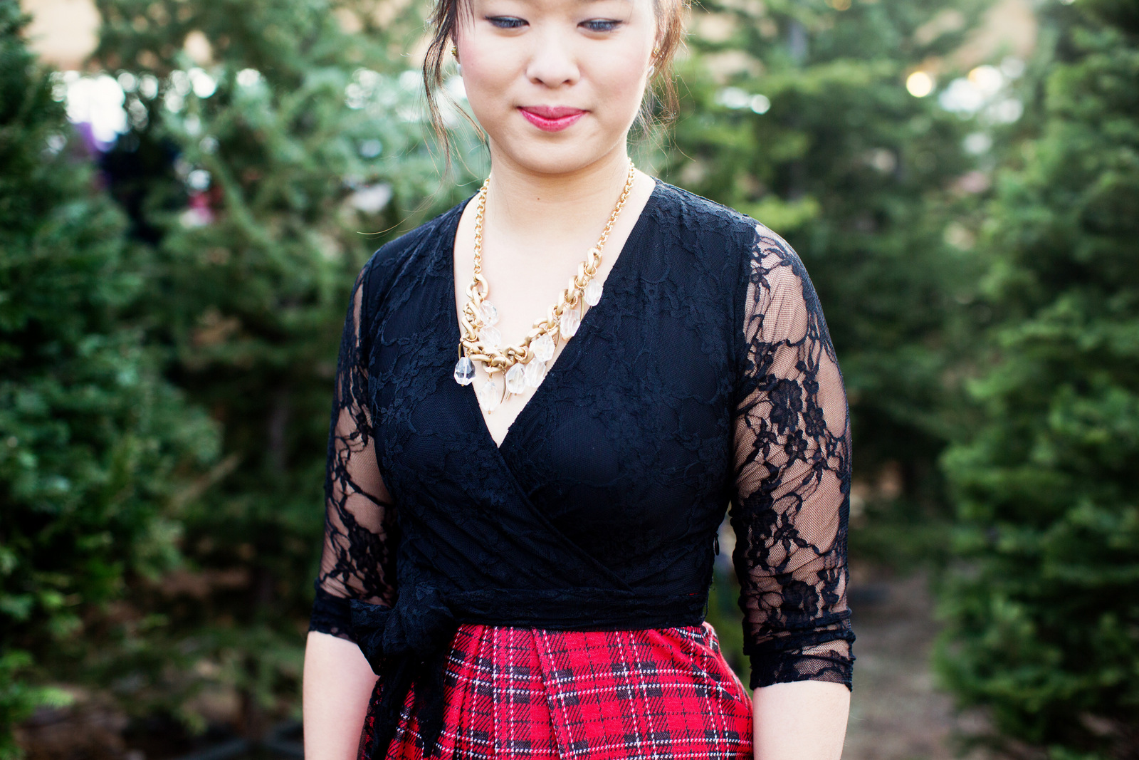 Lace and plaid dress from Lilac Clothing