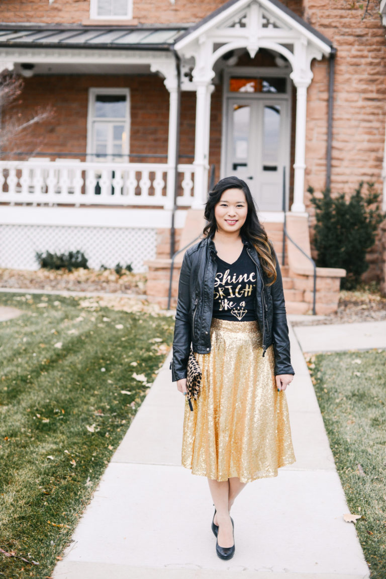 3 Ways To Style A Sequin Skirt + New Years Party Blog Hop | SandyALaMode