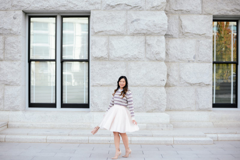 Blush and Neutral Holiday Outfit with Bliss Tulle skirt