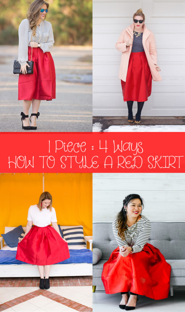 how to style a red midi skirt