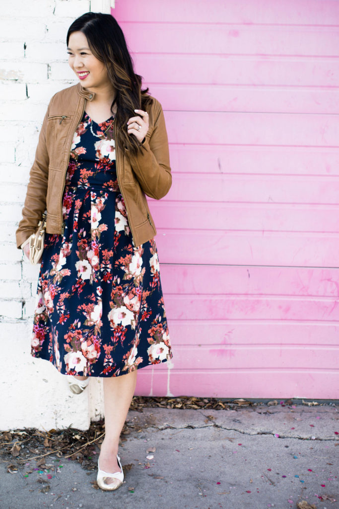 Florals and tan jacket