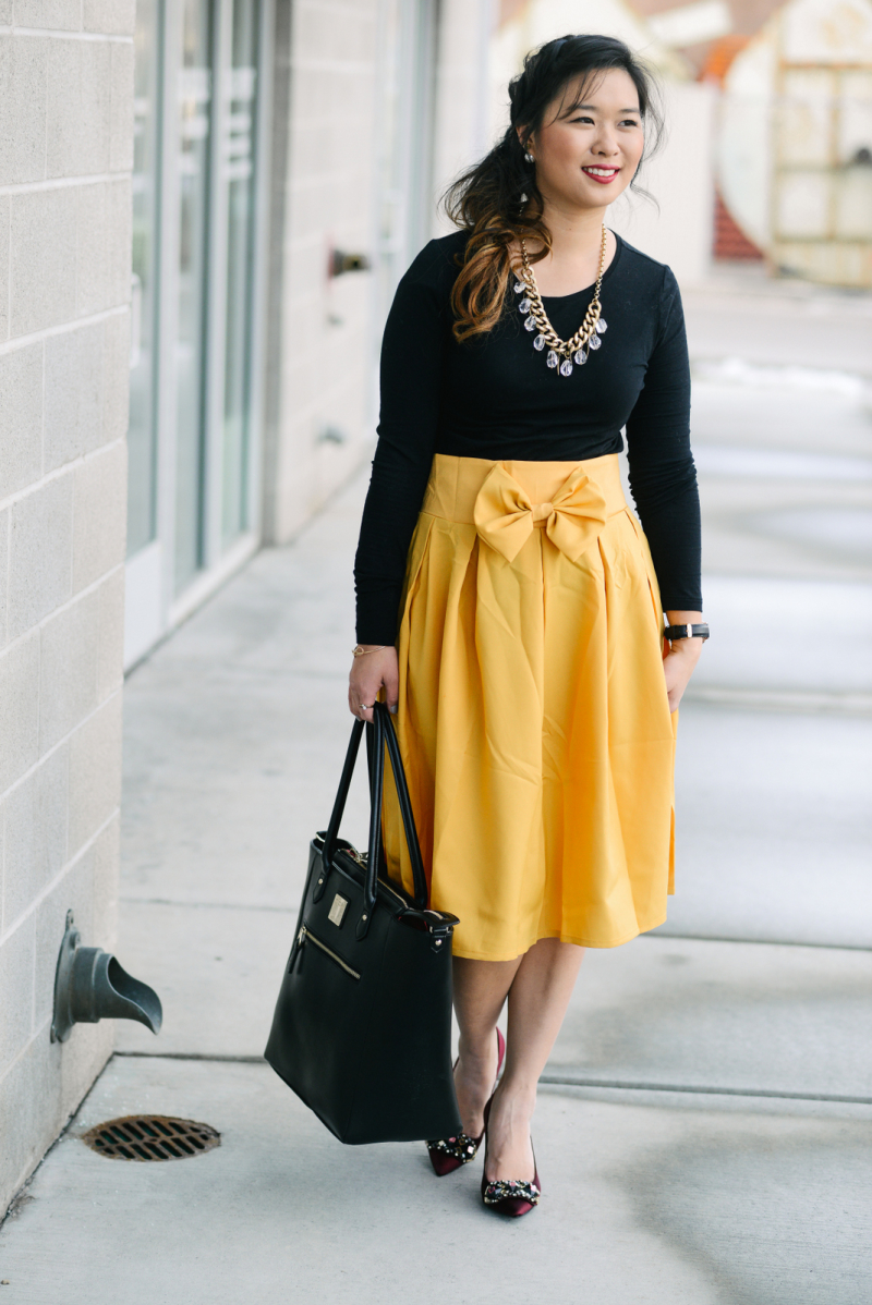 Black and yellow outfit