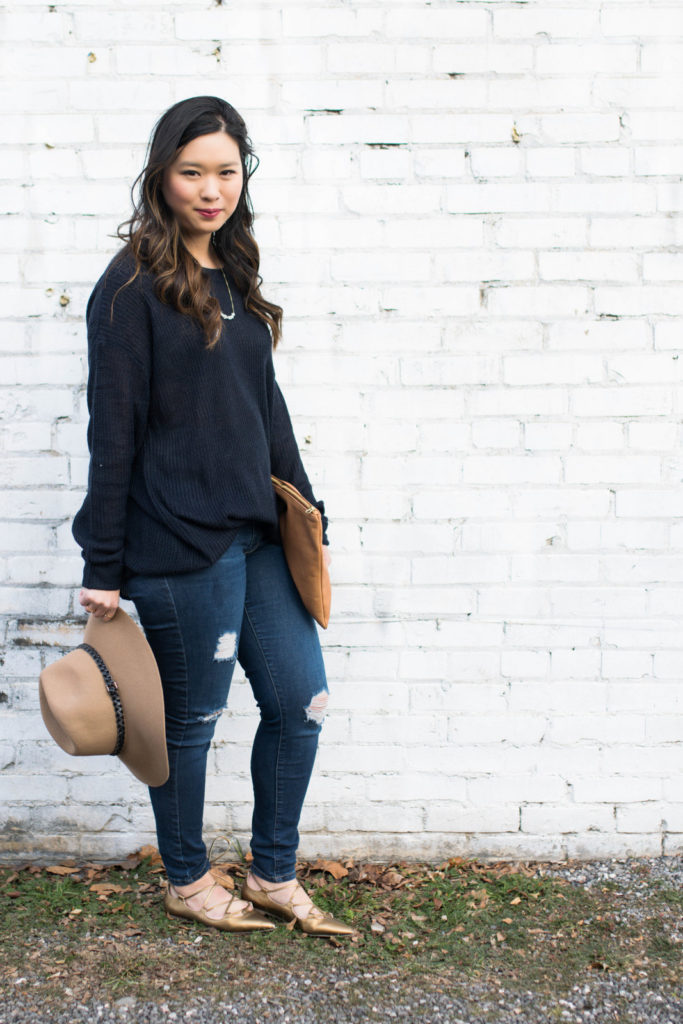 Navy sweater casual style