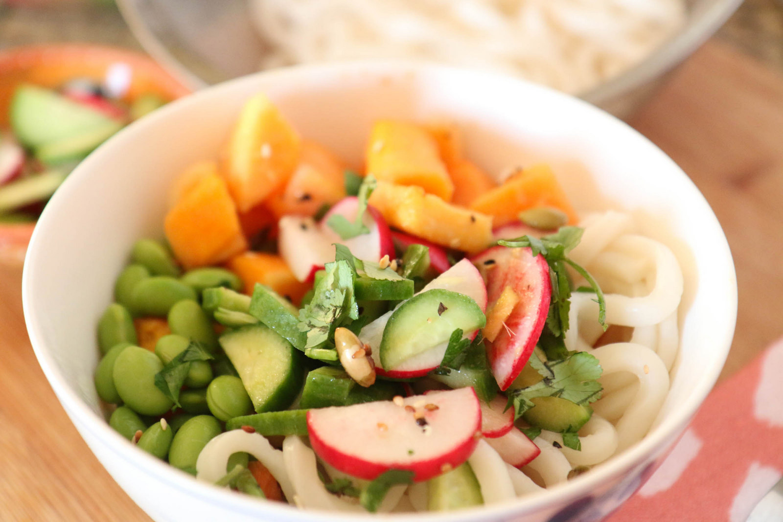 Udon noodle salad with roasted butternut squash