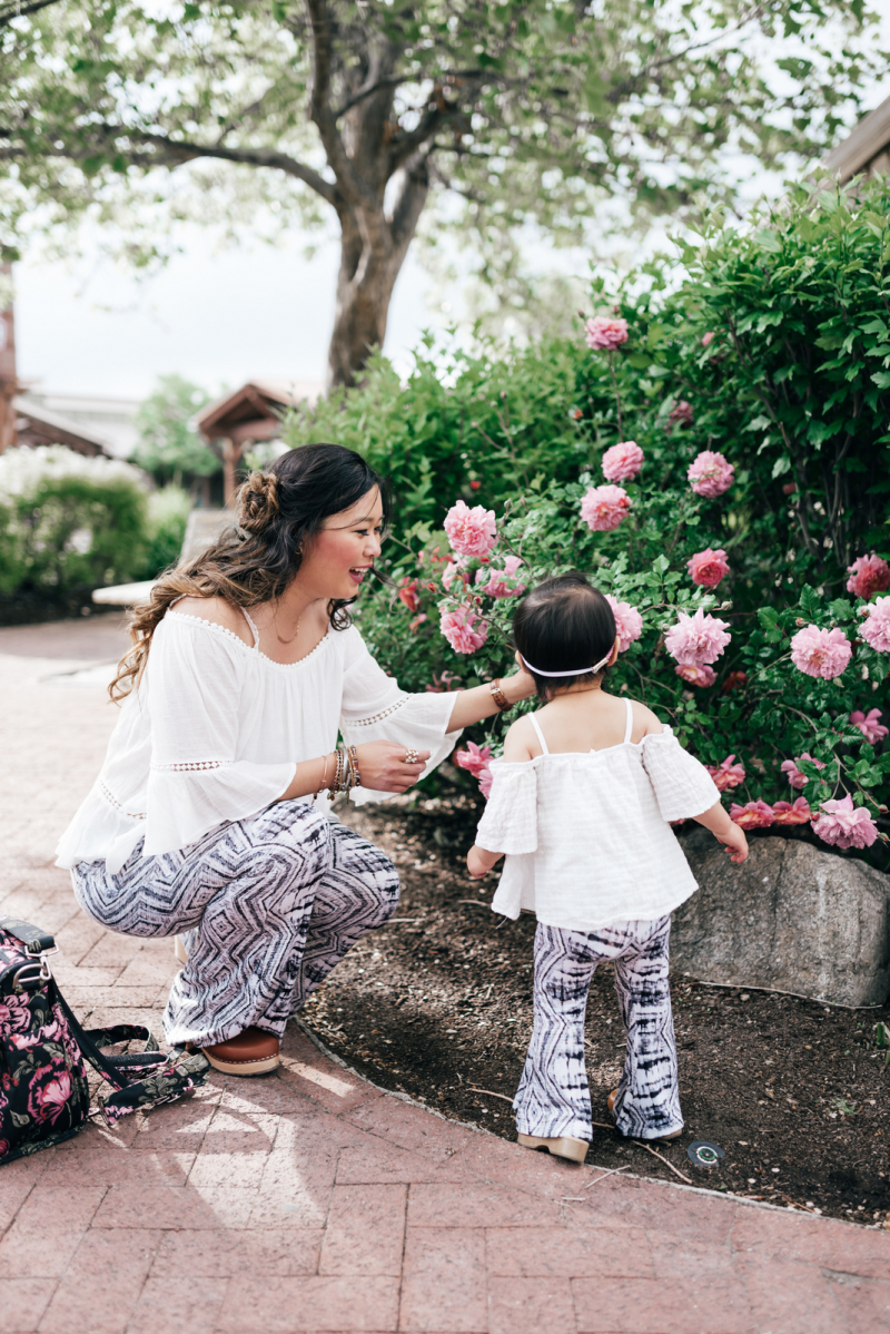 Mommy and Me Style: White Tops and Bell Bottoms