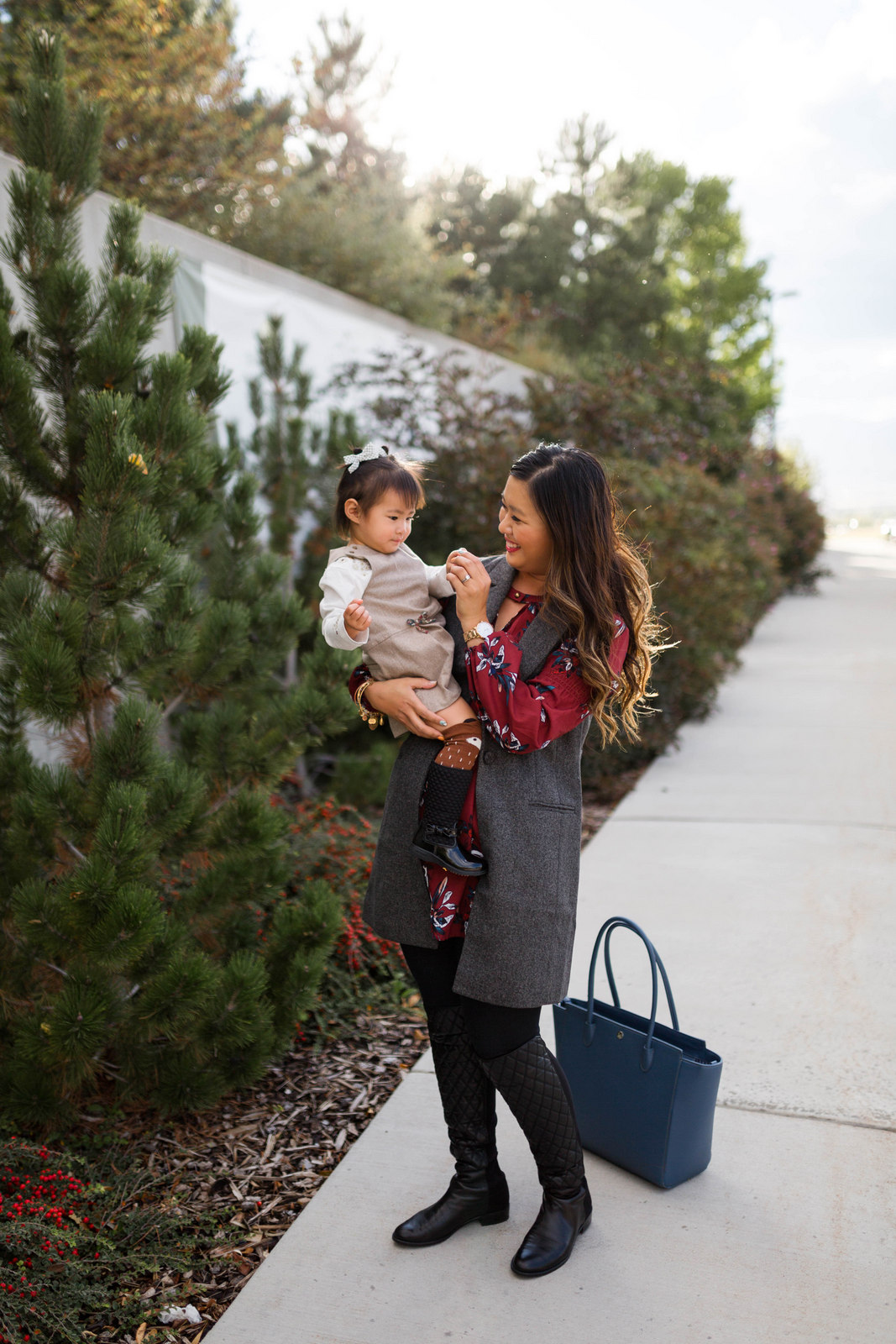 Mommy and me outfits - fall layers & quilted boots