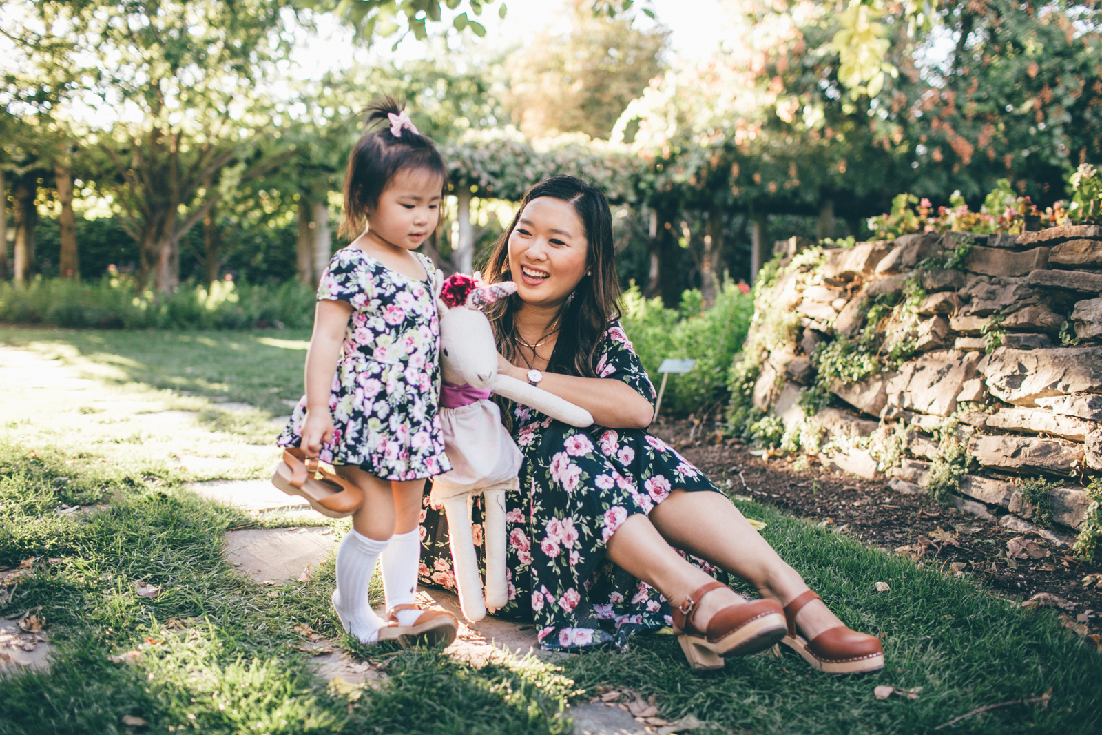 Mommy and Me Outfits: Black & Pink Floral Dresses by Sandy A La Mode