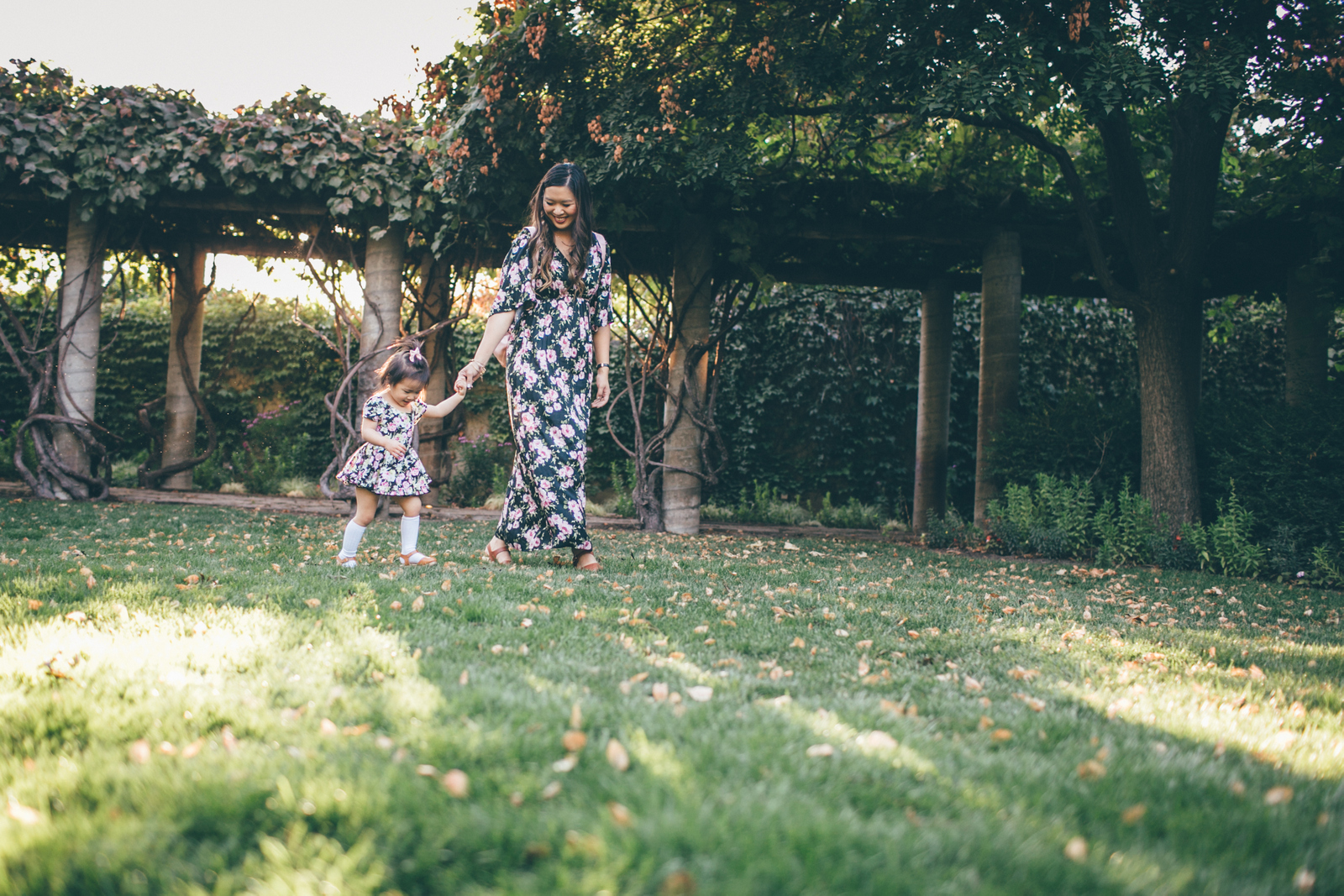 Mommy and Me Outfits: Black & Pink Floral Dresses by Sandy A La Mode