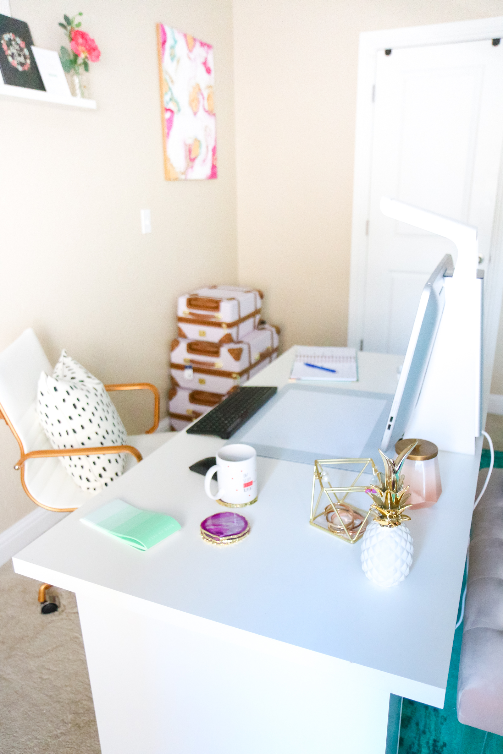 Pink and Teal Home Office Tour