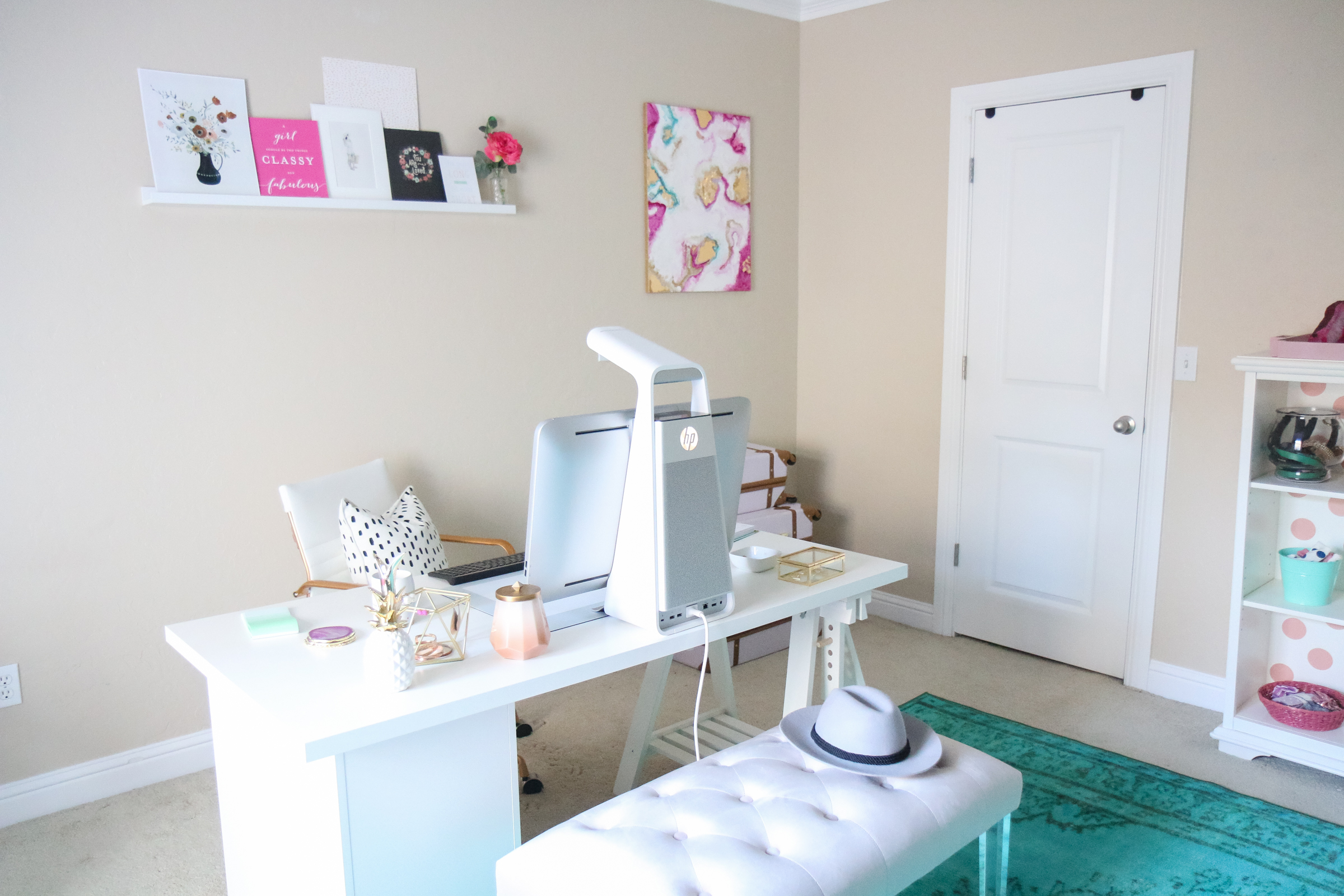 Pink and Teal Home Office Tour