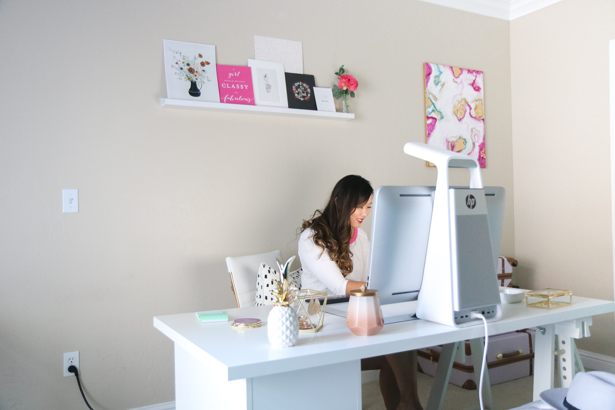 Pink and Teal Home Office Tour