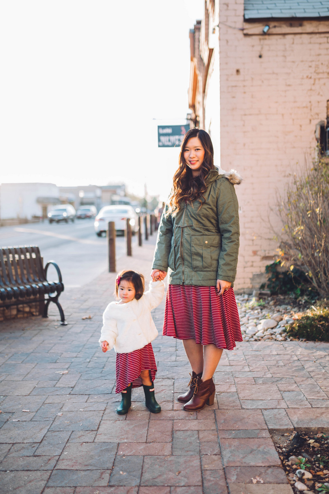 Mommy and Me Outfits by Sandy A La Mode: Striped Dresses & Cold Weather Outerwear