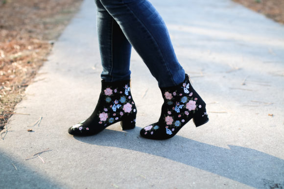 Fab Lace Up Sweater & Floral Booties + Linkup!
