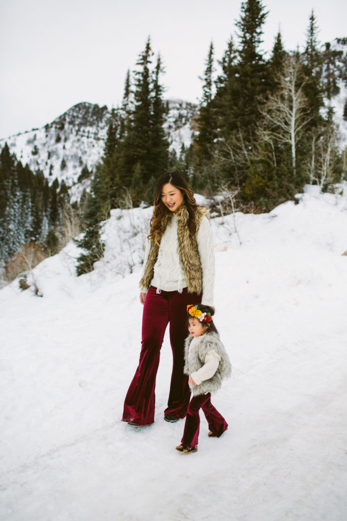 How to style velour pants for a mommy and me outfit