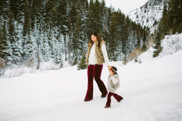 Mommy and Me Outfits – Fur Vests and Velvet Pants