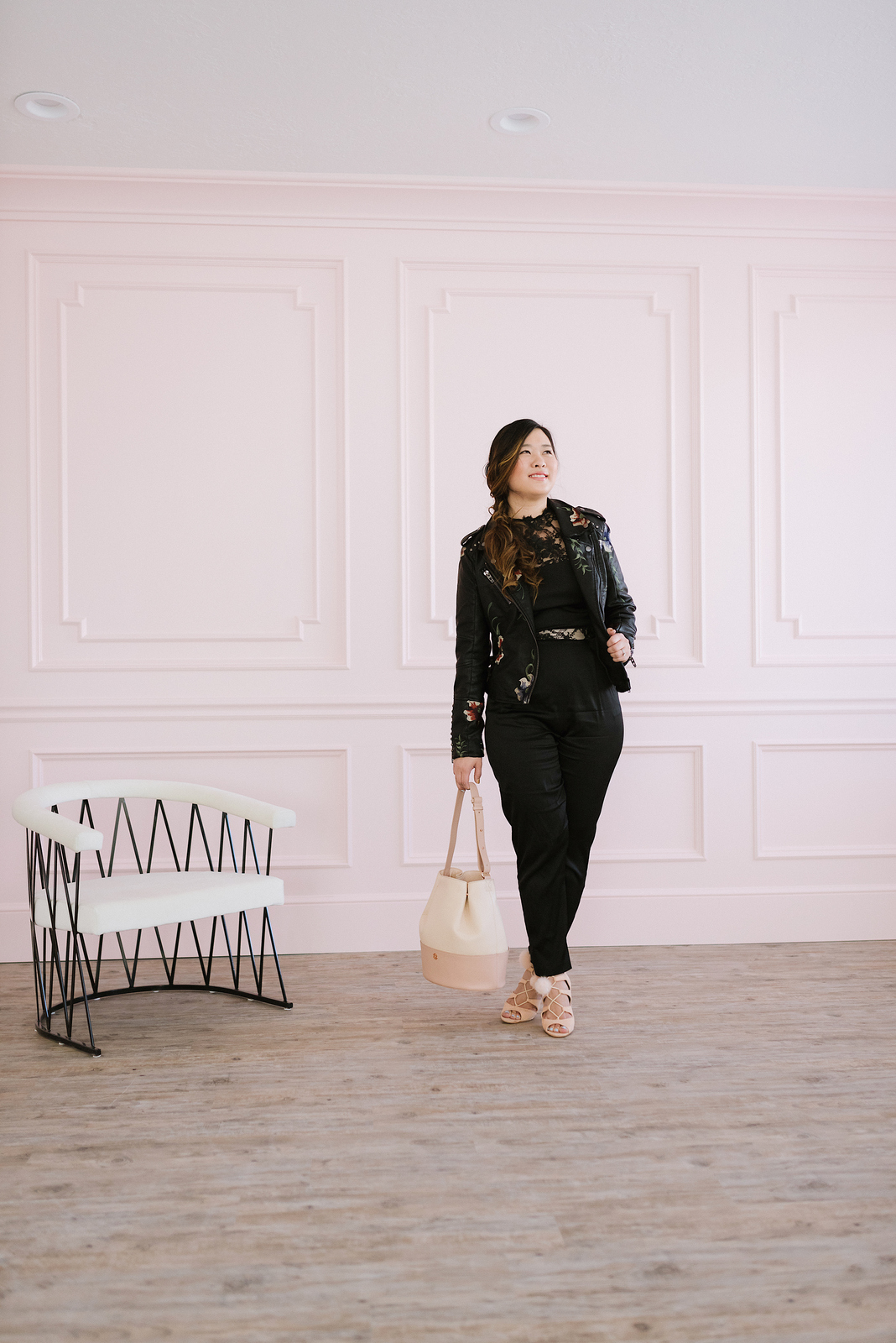 Black Jumpsuit and Blush Bag by fashion blogger Sandy A La Mode