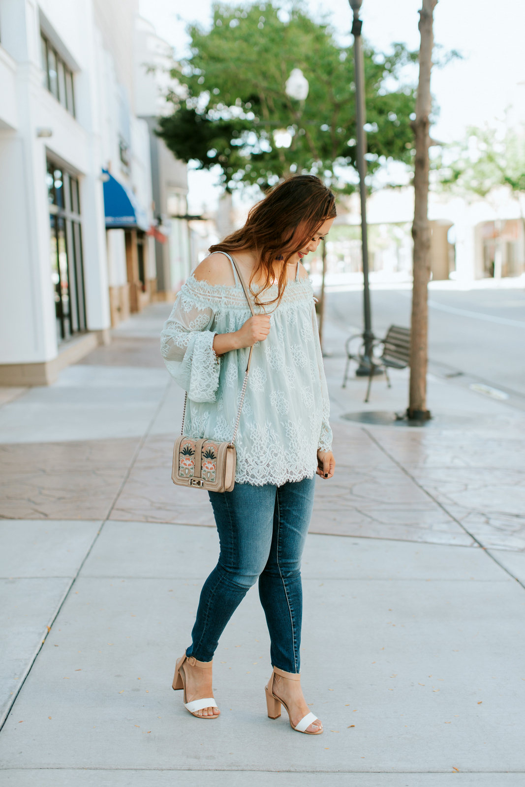 Pretty Mint Green Lace Top by Utah fashion blogger Sandy A La Mode