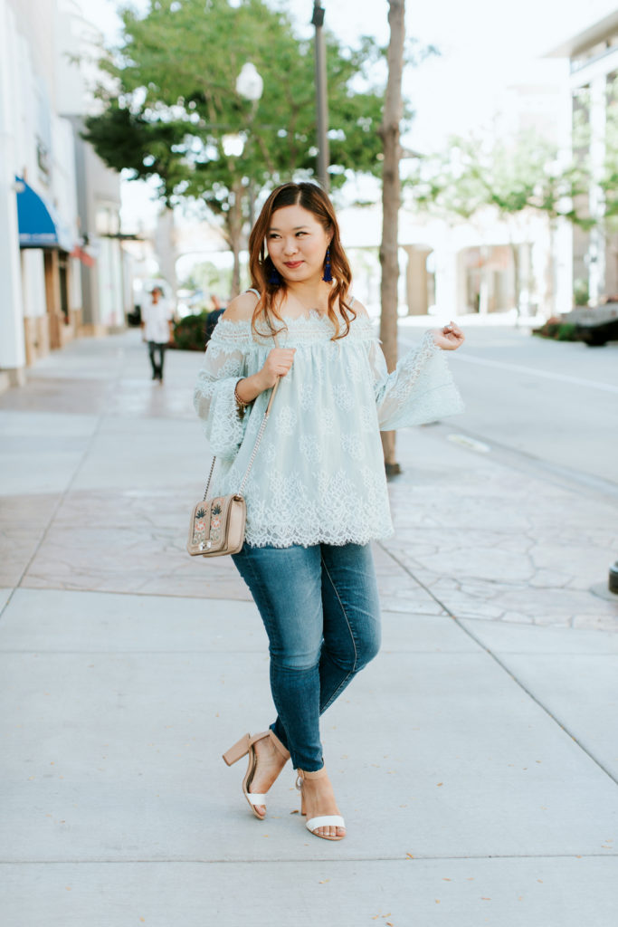 Pretty Mint Green Lace Top by Utah fashion blogger Sandy A La Mode