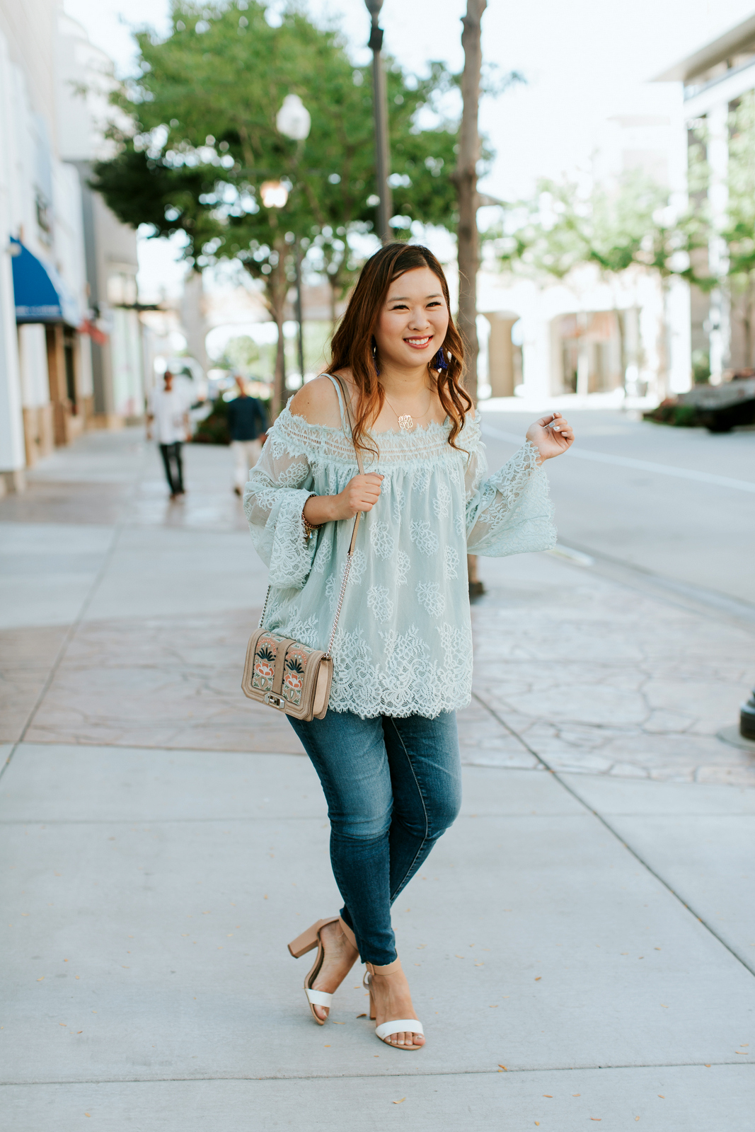 Pretty Mint Green Lace Top by Utah fashion blogger Sandy A La Mode