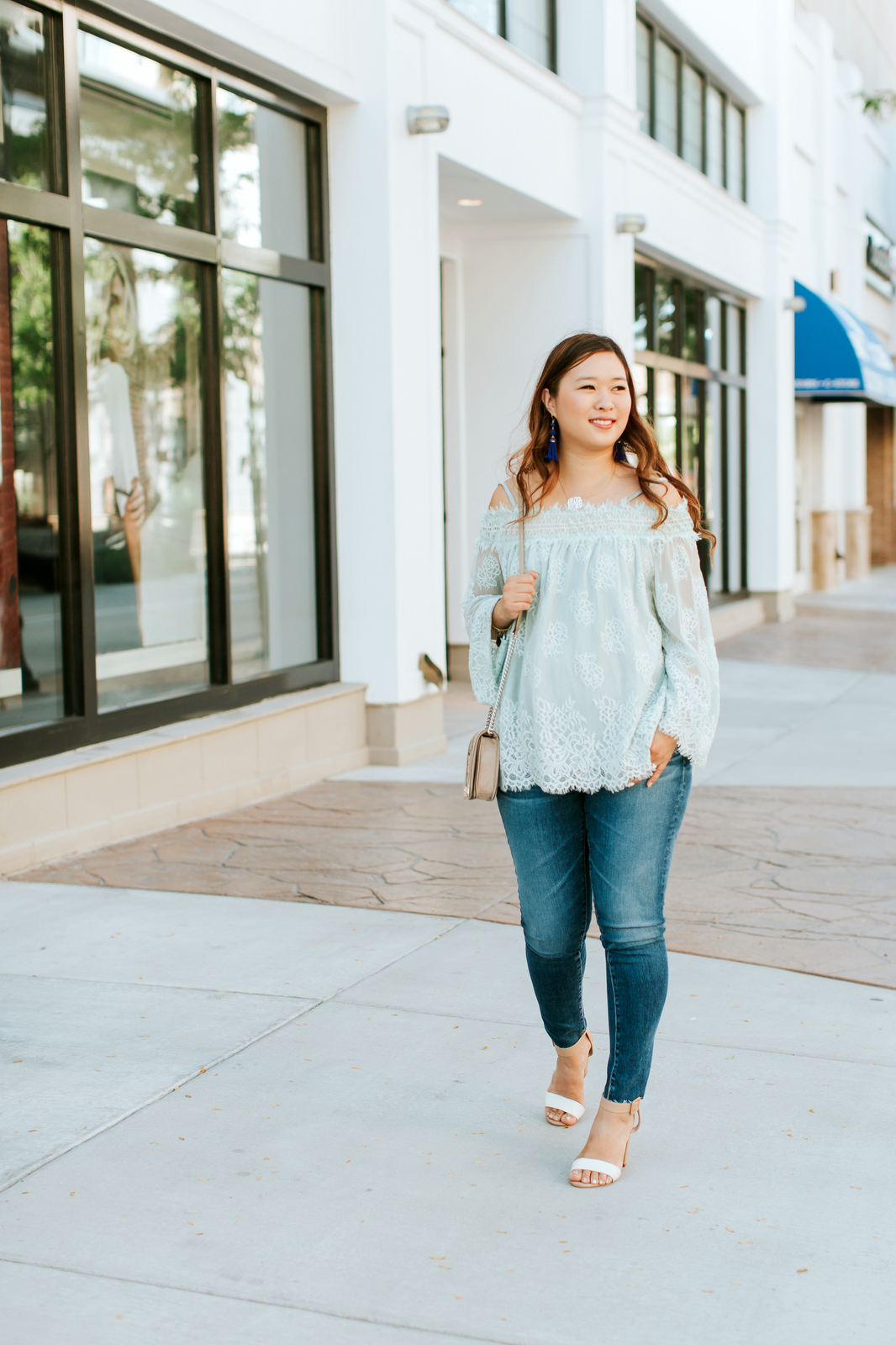 Pretty Mint Green Lace Top by Utah fashion blogger Sandy A La Mode