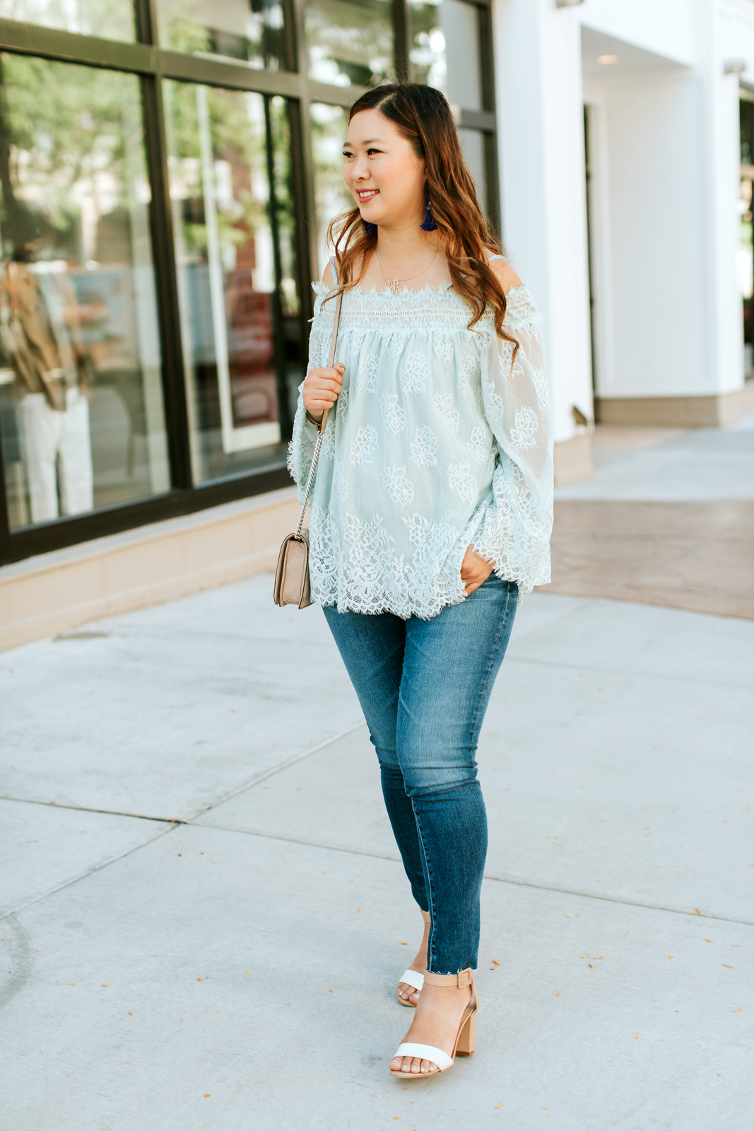 Pretty Mint Green Lace Top by Utah fashion blogger Sandy A La Mode