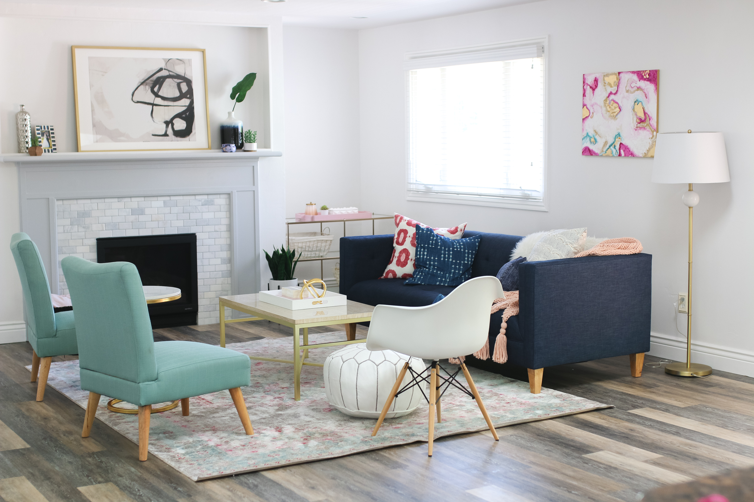 Our New Home Big Reveal: Our Modern Living Room With Hints of Gold by Utah blogger Sandy A La Mode