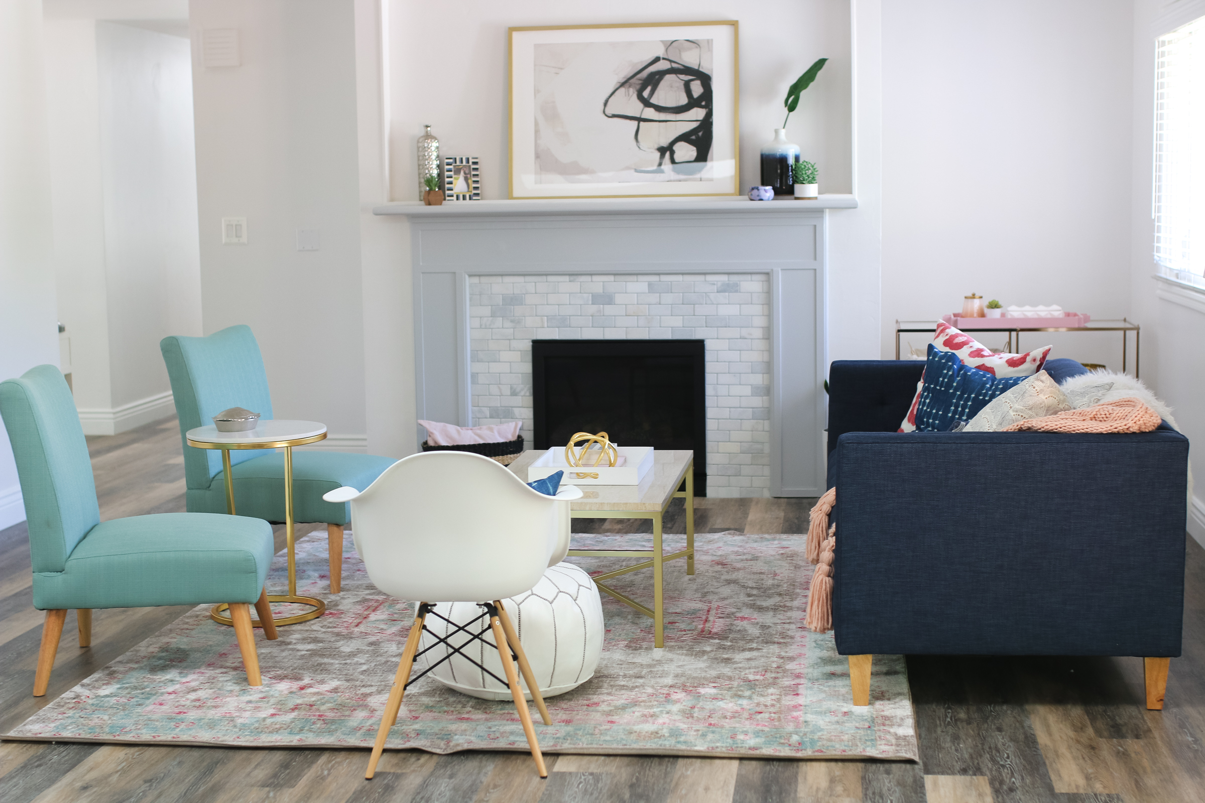 Our New Home Big Reveal: Our Modern Living Room With Hints of Gold by Utah blogger Sandy A La Mode