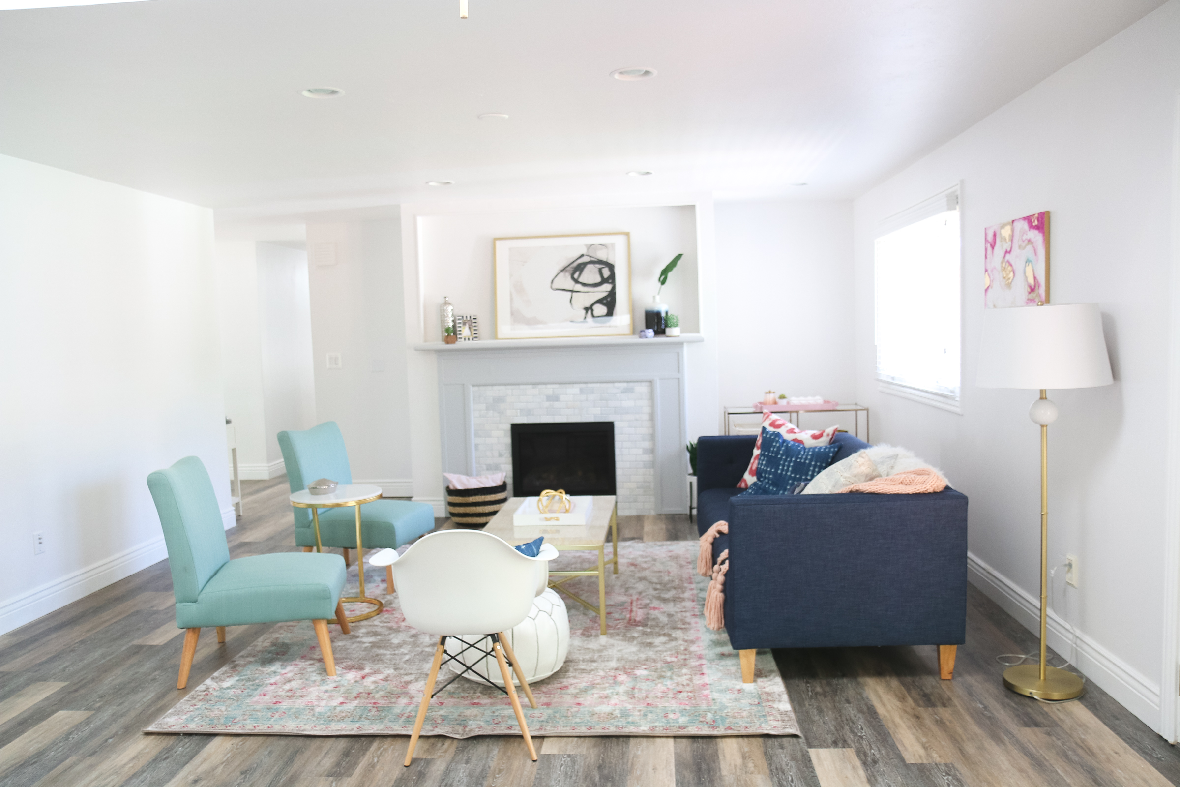 Our New Home Big Reveal: Our Modern Living Room With Hints of Gold by Utah blogger Sandy A La Mode