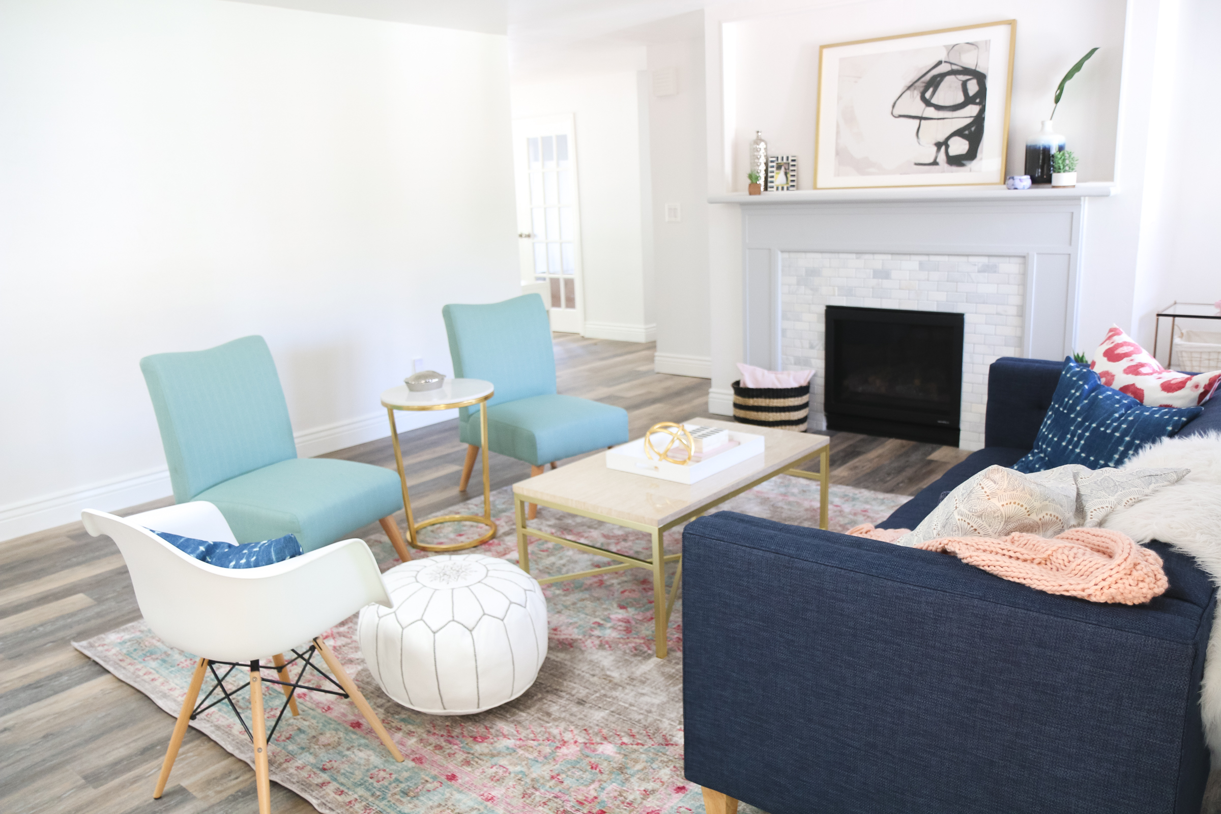 Our New Home Big Reveal: Our Modern Living Room With Hints of Gold by Utah blogger Sandy A La Mode