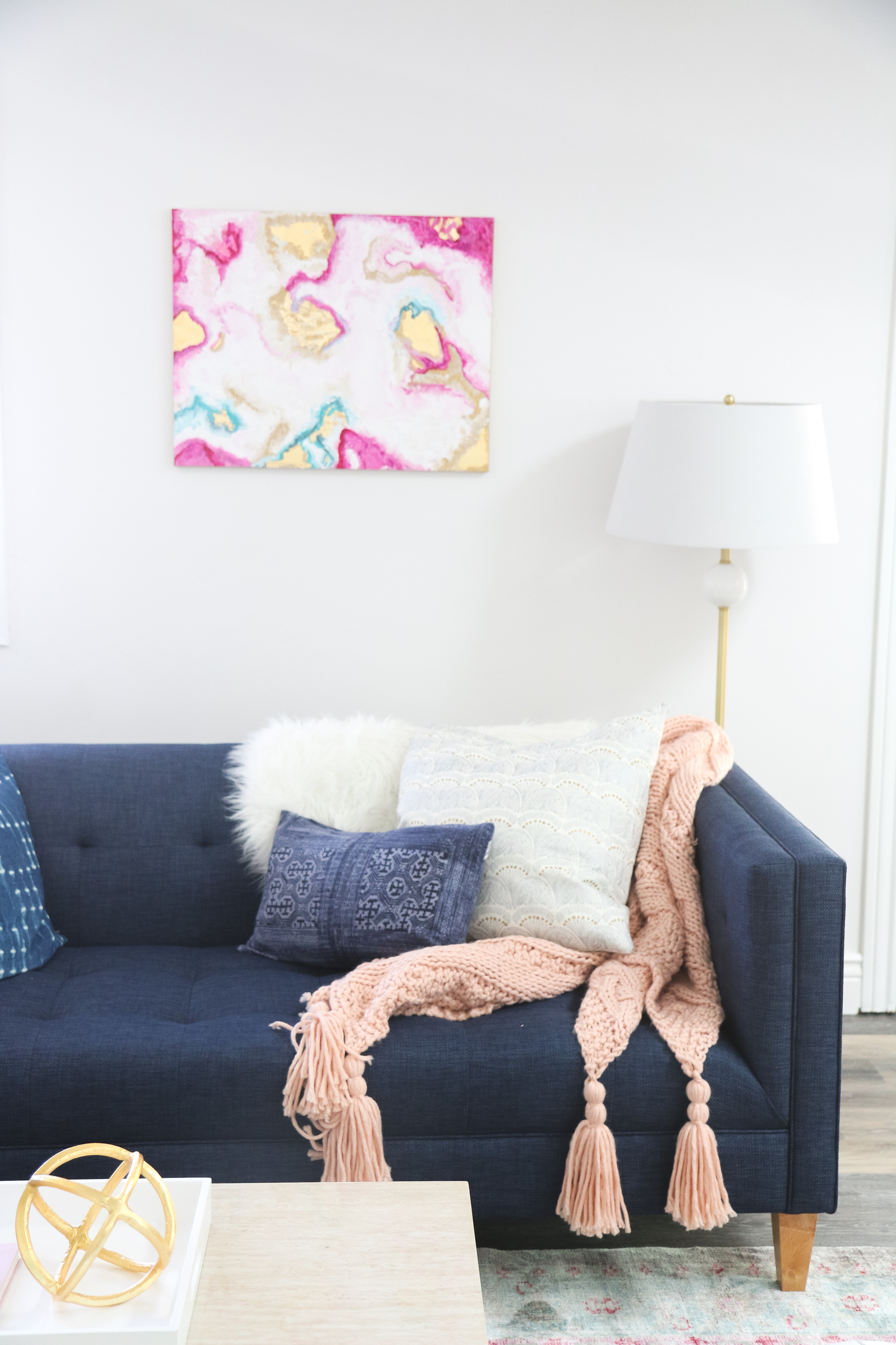 Our New Home Big Reveal: Our Modern Living Room With Hints of Gold by Utah blogger Sandy A La Mode