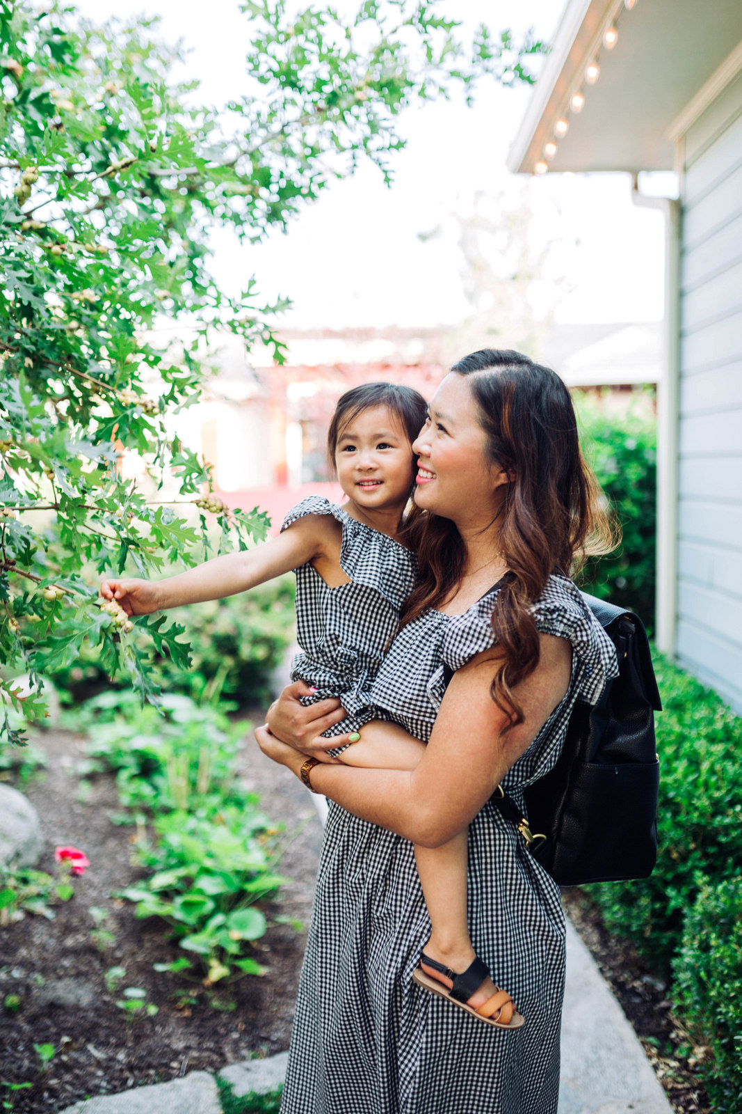 Mommy and Me Outfits: Off The Shoulder Gingham Dresses by Utah fashion blogger Sandy A La Mode