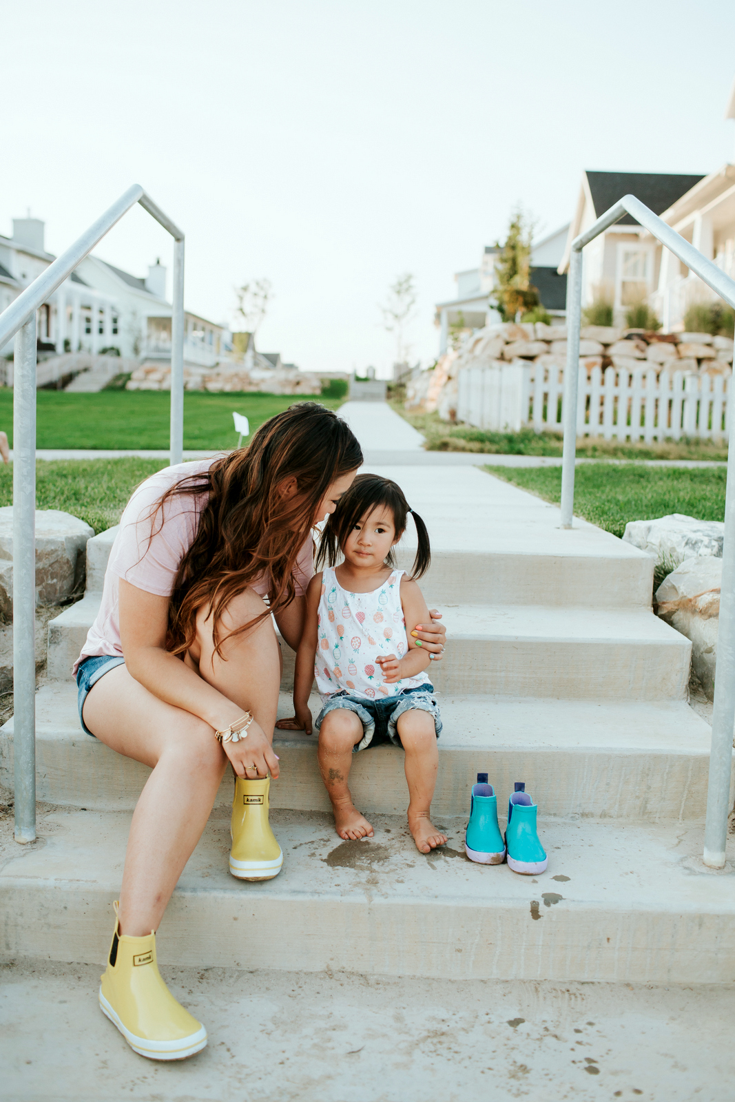 Mommy and Me Outfits: Cute Rain Boots by Utah fashion blogger Sandy A La Mode