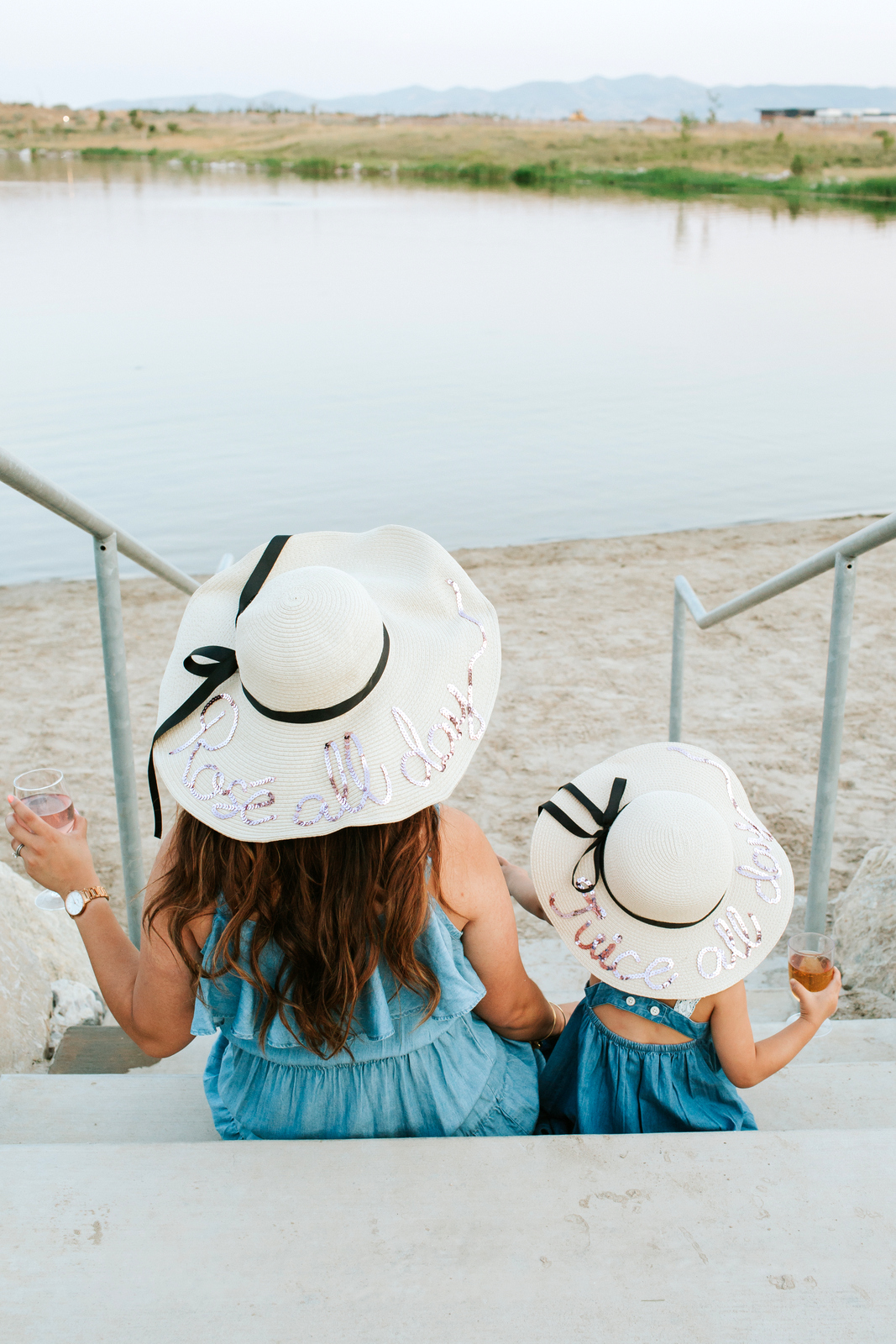 Mommy and Me Outfits: Chambray Dress & Floppy Sun Hat by Utah fashion blogger Sandy A La Mode