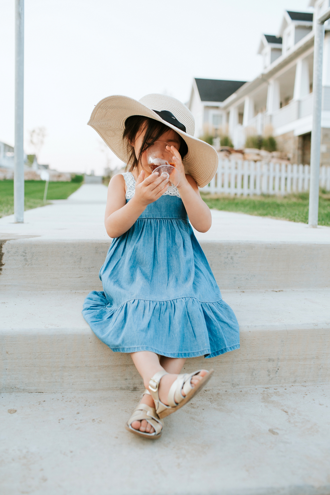 Mommy and Me Outfits: Chambray Dress & Floppy Sun Hat by Utah fashion blogger Sandy A La Mode