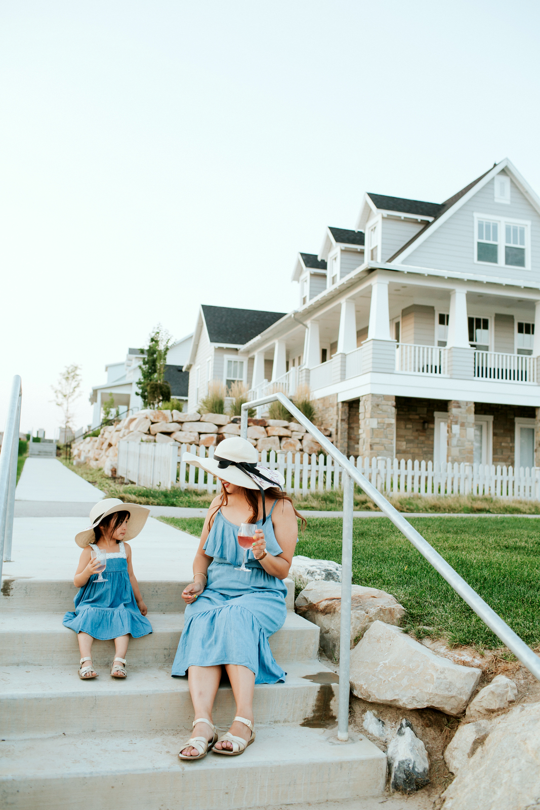 Mommy and Me Outfits: Chambray Dress & Floppy Sun Hat by Utah fashion blogger Sandy A La Mode