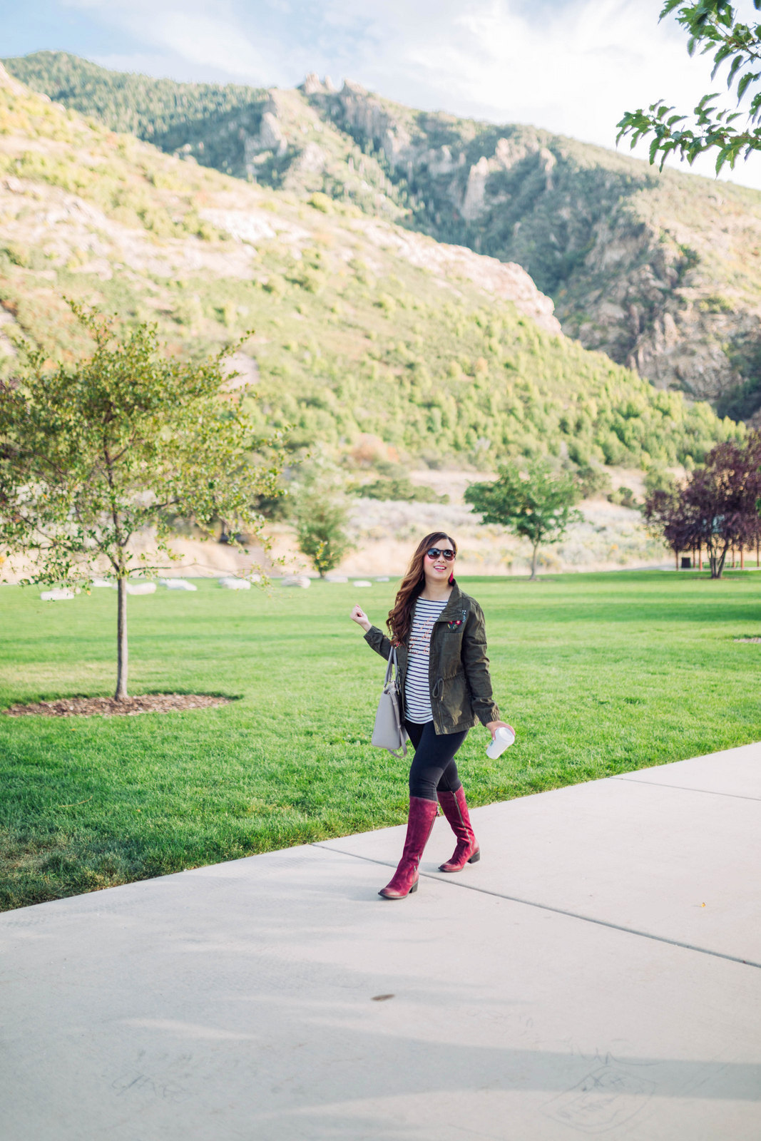 Burgundy Knee High Boots For Fall by Utah fashion blogger Sandy A La Mode