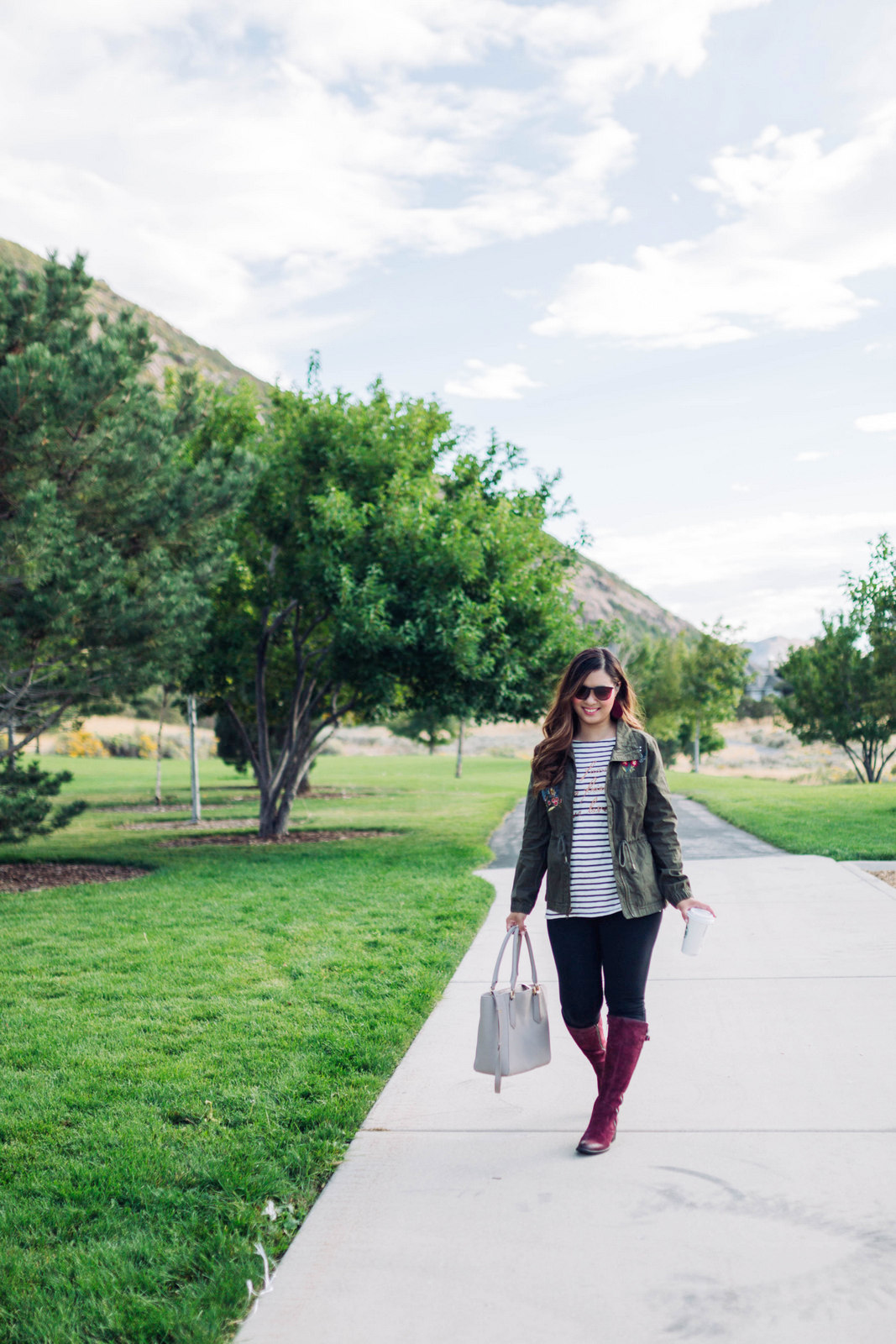 Over the knee boots from Zappos - Burgundy Knee High Boots For Fall by Utah fashion blogger Sandy A La Mode