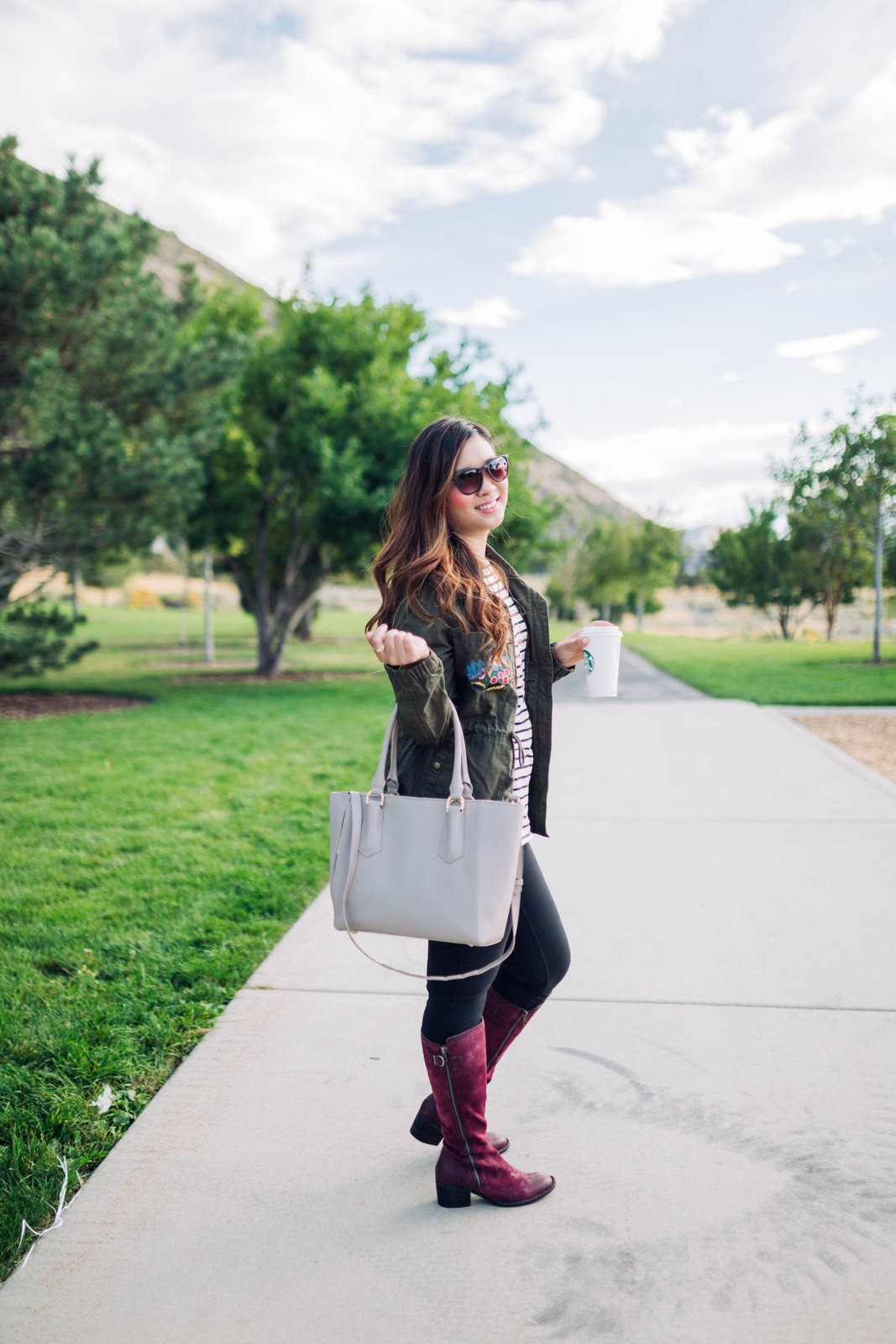 Zappos Shoes - Burgundy Knee High Boots For Fall by Utah fashion blogger Sandy A La Mode