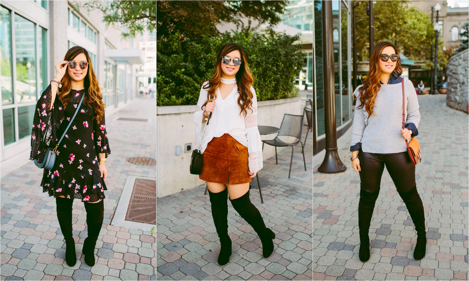 3 Ways To Wear Black Over The Knee Boots by Utah fashion blogger Sandy A La Mode