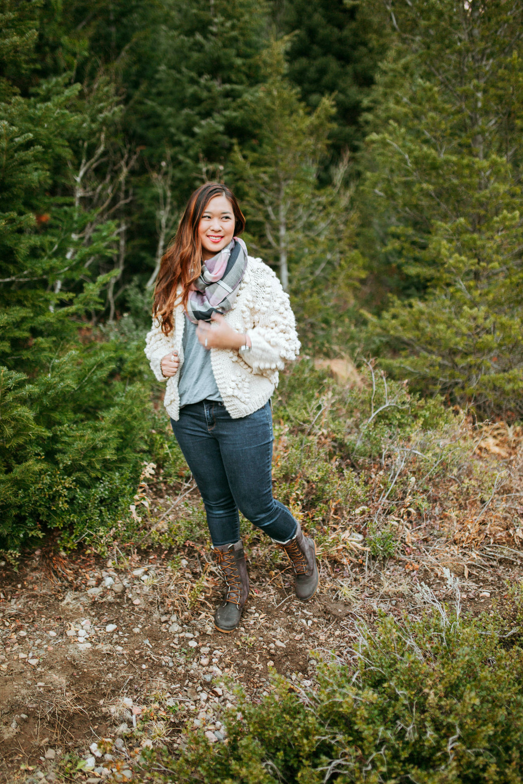 Mommy and Me Outfits: Pom Pom Sweater + Winter Boots by Utah fashion blogger Sandy A La Mode