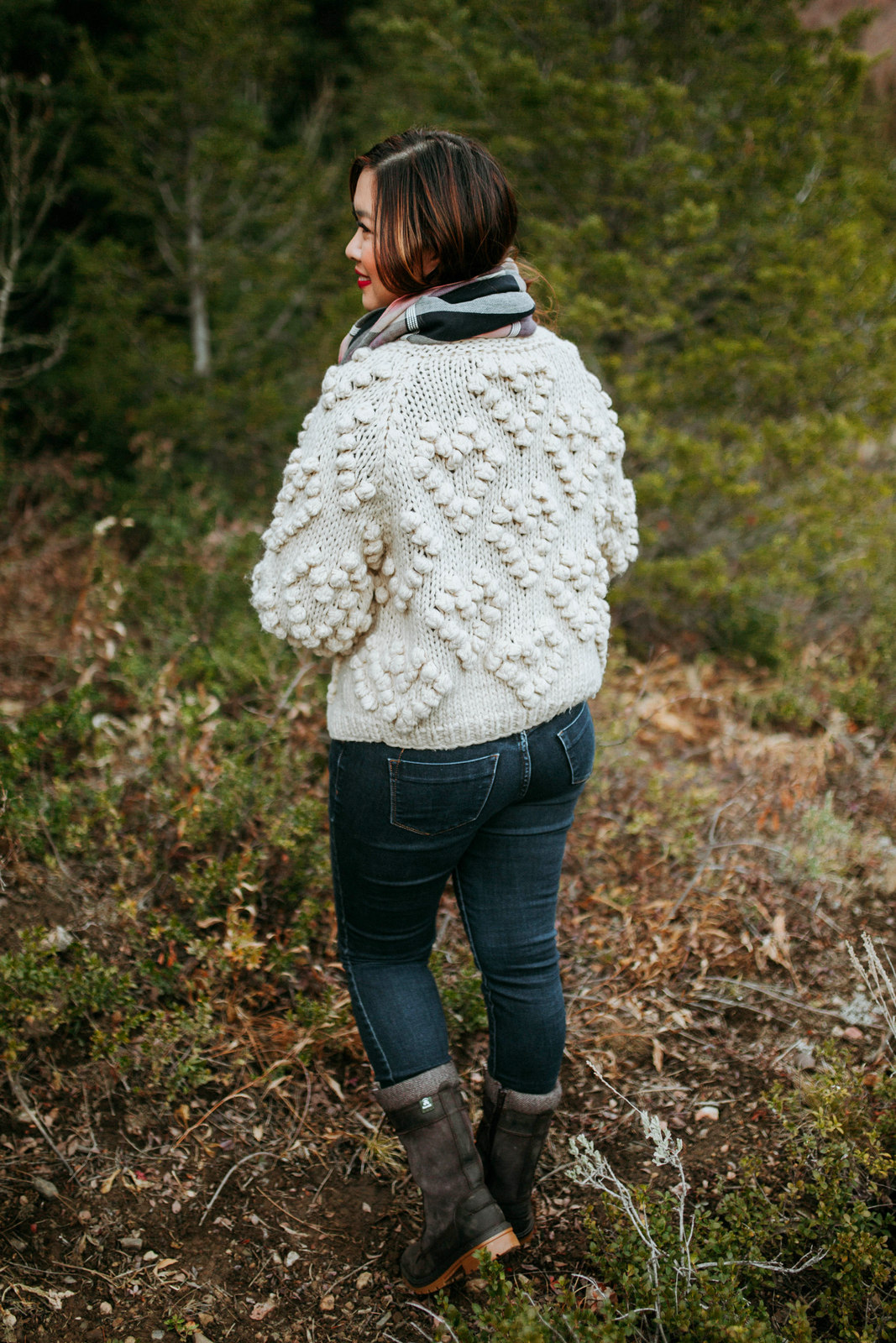 Mommy and Me Outfits: Pom Pom Sweater + Winter Boots by Utah fashion blogger Sandy A La Mode